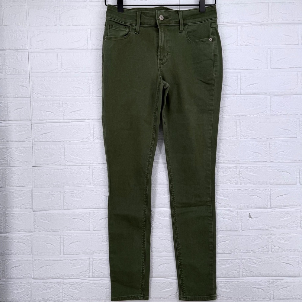 Old Navy Rockstar Super Skinny Jeans Womens 2 Olive Green Mid-Rise Stretch Denim